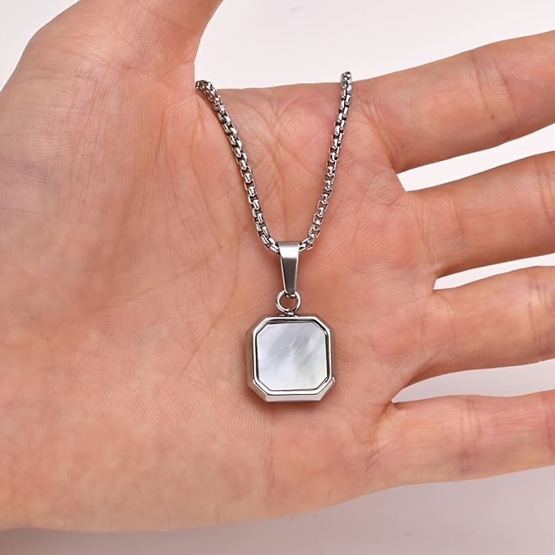 Unisex 316L Stainless Steel Square Pendant Necklace
